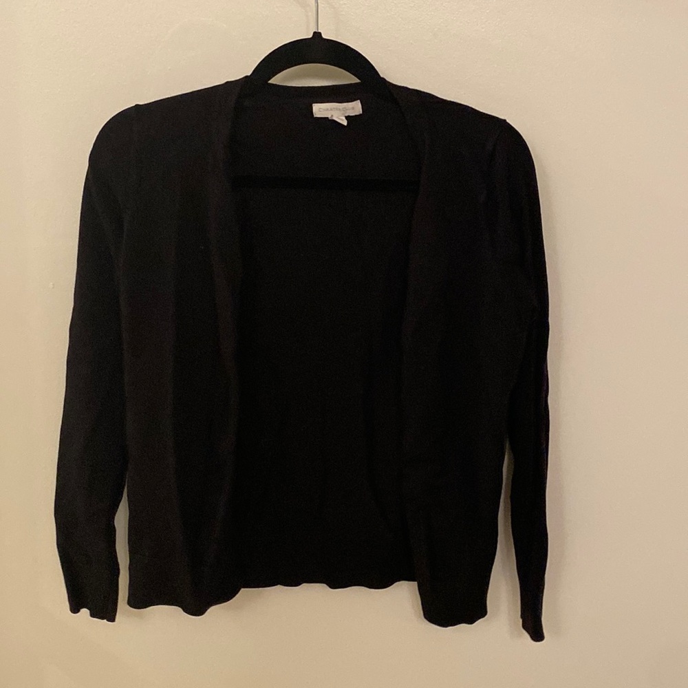 Black Long Sleeve Button Up Cardigan Charter Club - Size Small